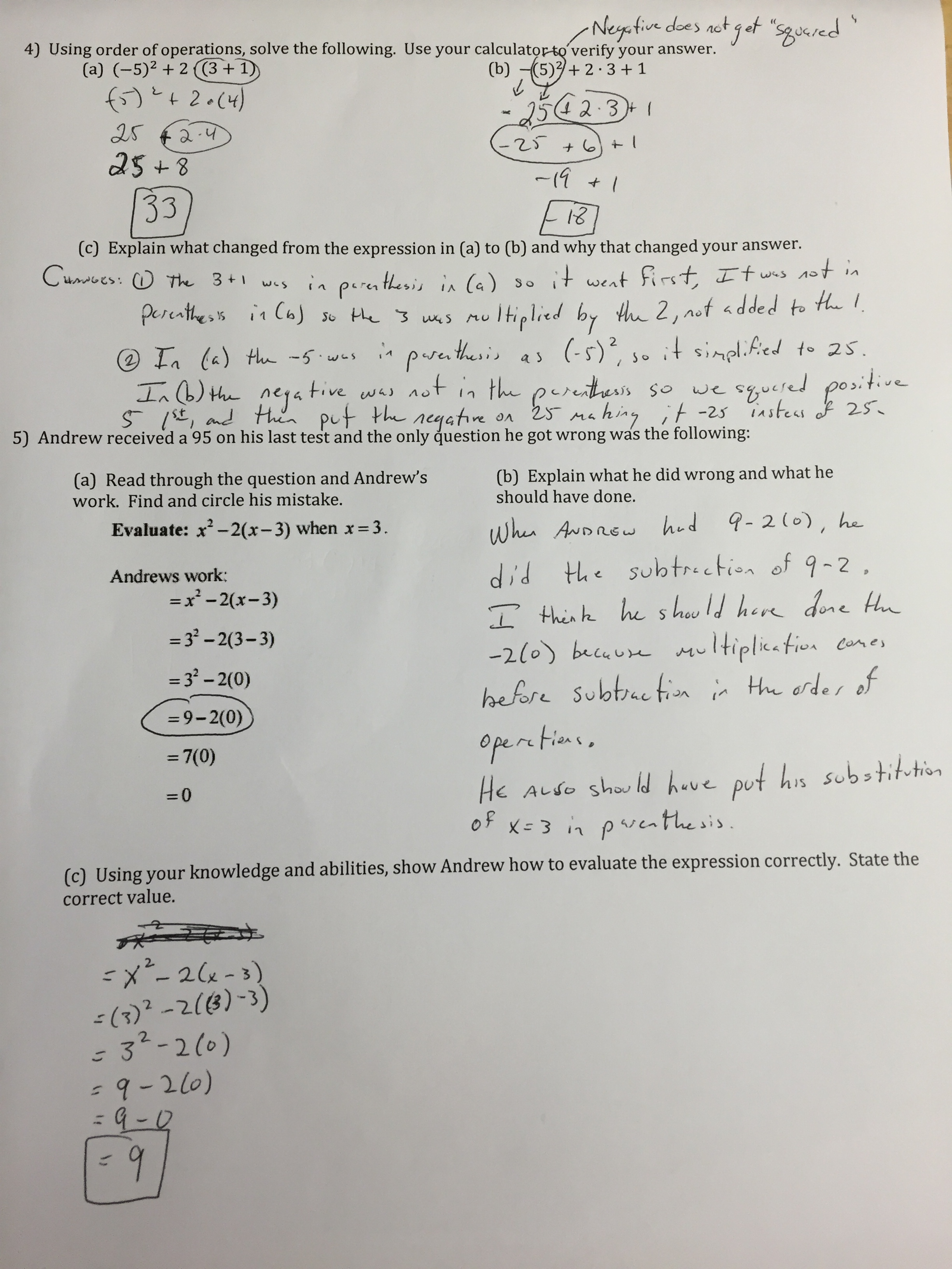 2014 Algebra 1 Winter Break Packet Answer Key 8th grade math winter