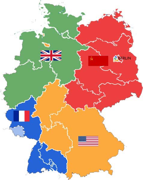 Мировые захваты германии. Разделение Германии на 4 оккупационные зоны. Зоны оккупации Германии после второй мировой войны. Карта оккупационных зон Германии. 4 Зоны оккупации Германии.